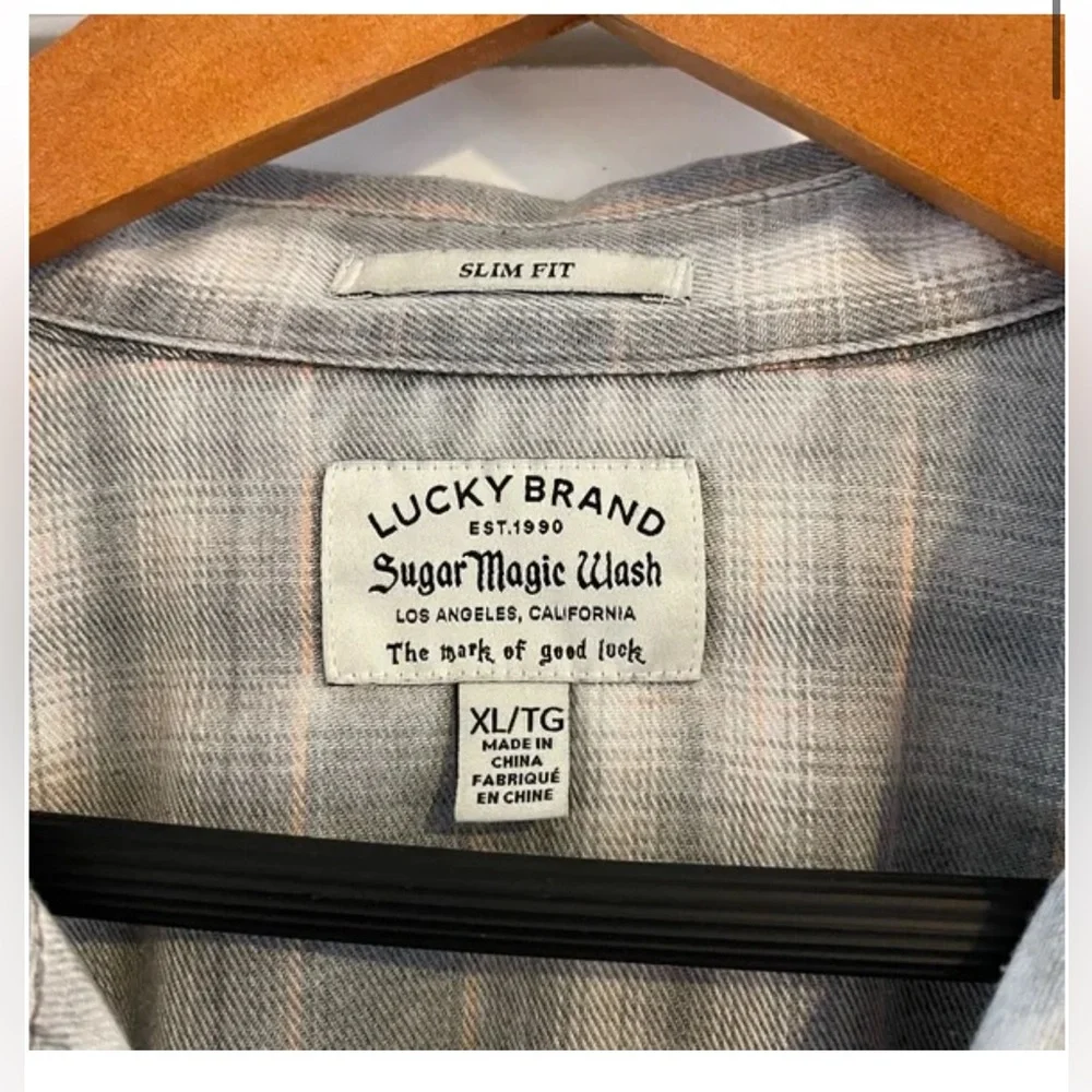 Lucky Brand - Men's Sugar Wash Plaid Western Long Sleeve Shirt - XL - Picture 5 of 6